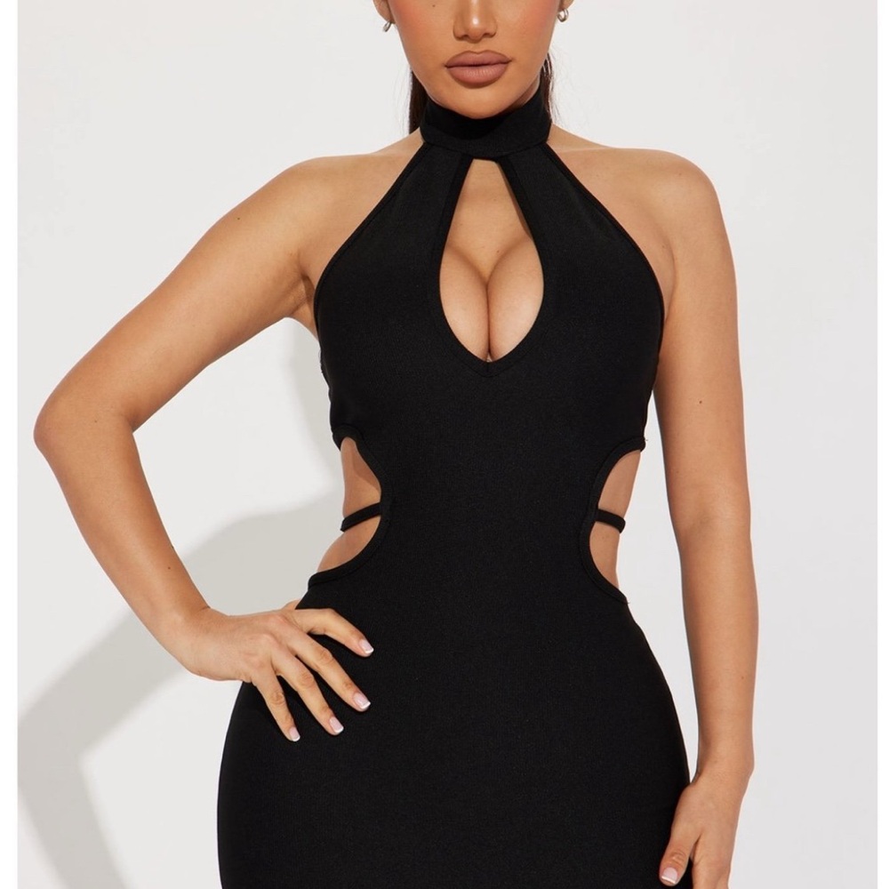 Elegant Black Halter Dress
